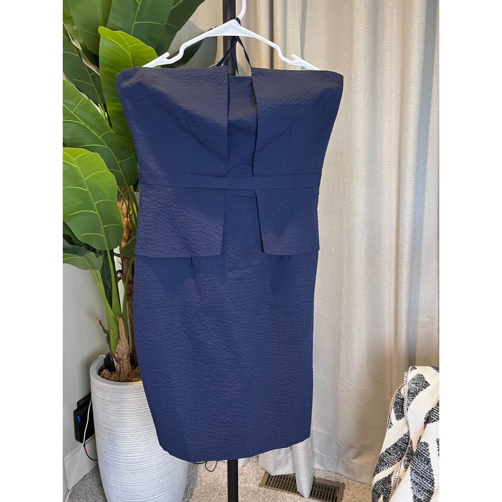 Banana Republic Navy Blue Strapless Peplum Sheath Dress Textured Size 6 NWT